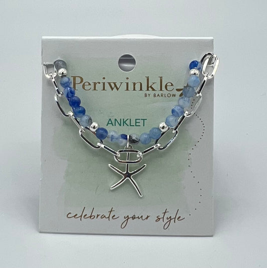 Anklet-Starfish and blue beads