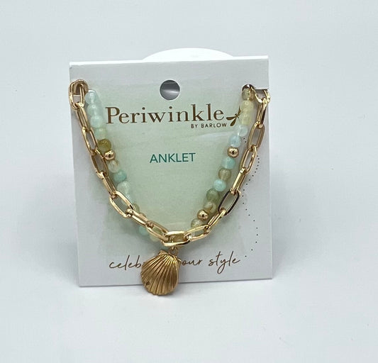 Anklet-Layered gold links w shell