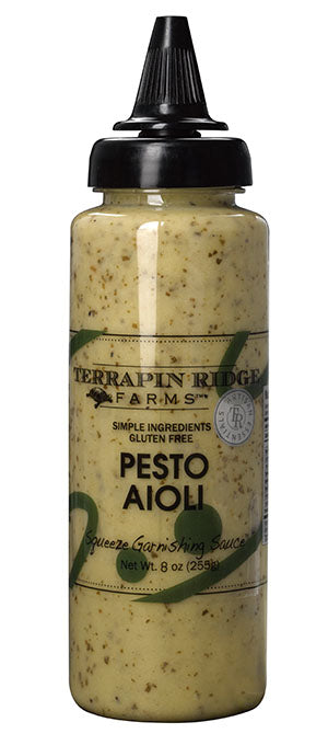 Pesto aioli garnishing sauce